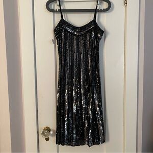 Vintage 80’s Stenay sequined silk little black dress